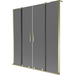 Mexen Velar L Duo параван за вана с 2 крила, плъзгащ се 160 x 150 см, графит, златен - 896-160-003-42-50 (896-160-003-42-50)