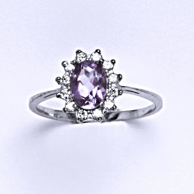 Čištín stříbrný Kate přírodní ametyst světlý čiré zirkony T 1480