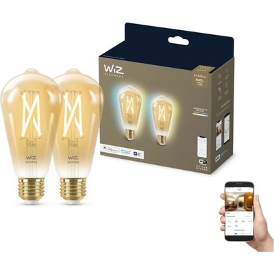 WiZ SADA 2x LED Stmievateľná žiarovka VINTAGE ST64 E27/6,7W/230V 2000-5000K Wi-Fi WiZ WI0082