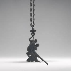  Аржентинско танго - Унисекс спортен медальон от сребро 925 с оксидирано покритие - Ръчно изработено спортно бижу - Идеален подарък за жена, фенка на спортните танци - ssj