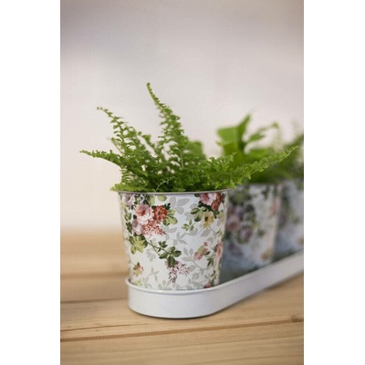 Esschert Design KOVOVÝ květináč S MISKOU LEA SADA 3KS 11X32X10,5 CM VÍCEBAREVNÁ