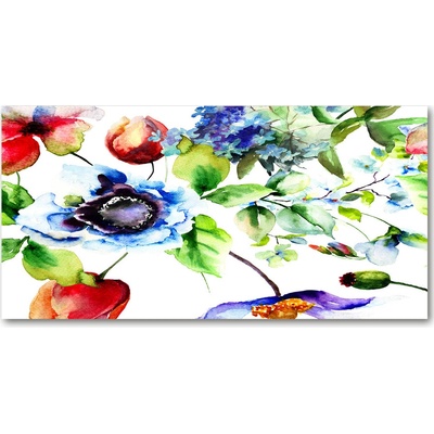 Moderný sklenený obraz z fotografie jarné kvety 100x50 cm