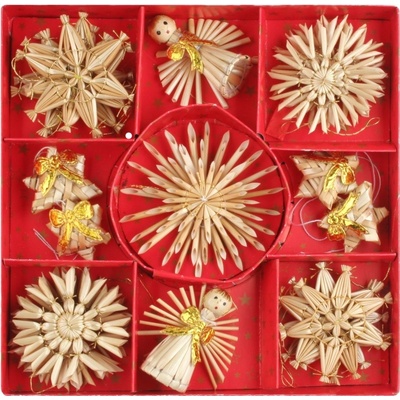 Anděl Přerov Slaměné ozdoby v krabičce 17 ks – Zbozi.Blesk.cz