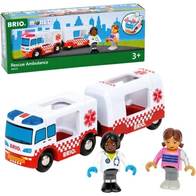 Brio Sanitka set 2 vozy + 2 figurky na baterie doplněk k vláčkodráze Světlo Zvuk