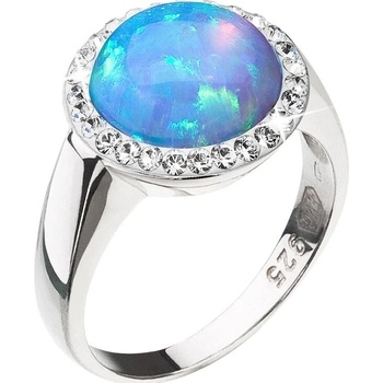 Evolution Group Strieborný prsteň so syntetickým svetlo modrým opálom a kryštálmi Preciosa 35060.1 Lt. blue