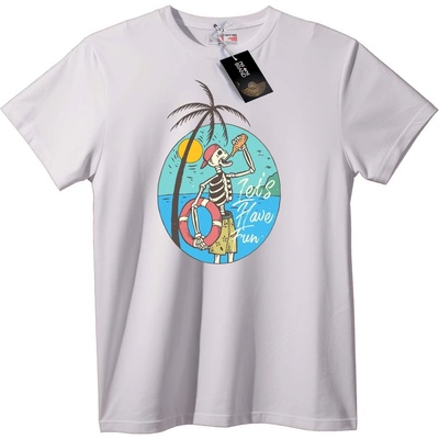 NOONEBRAND Тениска Плаж Скелет Забавление - 2XL, White