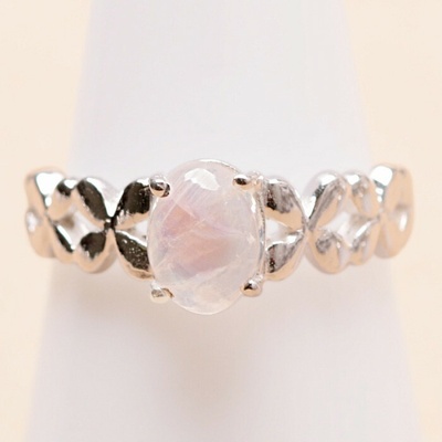 Nefertitis Měsíční kámen duhový prsten stříbro 49439