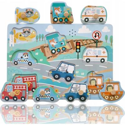 Adam Toys Zvukové puzzle vozidlá s úchytkami