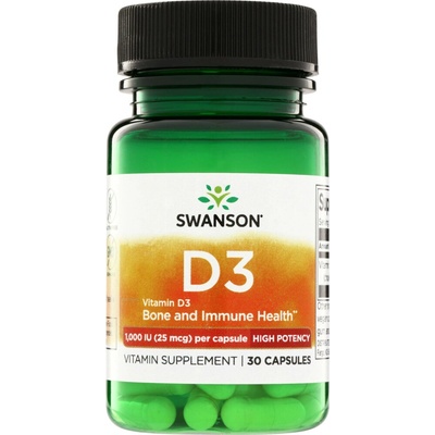 Swanson Vitamín D3 1000 IU 30 kapsúl