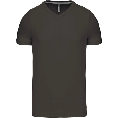 Kariban tričko K357 výstřihem do V krátký rukáv pánské COT20K35767001-dark grey