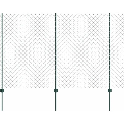 Zelený plot ze zahradního pletiva s 10 sloupky, ocelový, 1,6 x 10 m