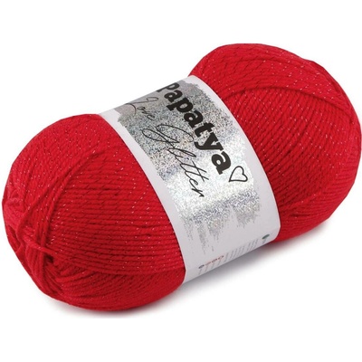 Pletací příze Papatya Love Glitter 100 g, střední, 13 (3070) červená světlá