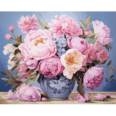 Norimpex - Puzzle Diamant painting: Peonies in a blue vase 30x40 cm - 1 - 39 piese