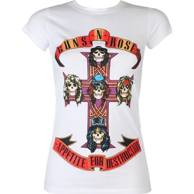 Tričko metal ROCK OFF Guns N' Roses Appetite For Destruction bílá