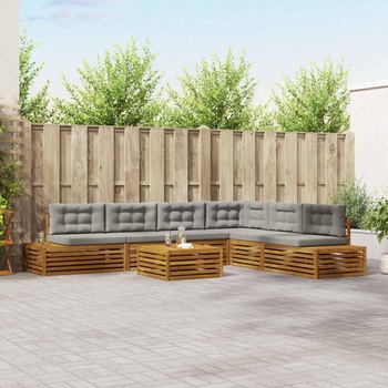 vidaXL Комплект дивани за открито 7 Брой Естествено и светло сиво (3374106)