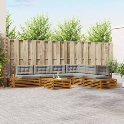 vidaXL Комплект дивани за открито 7 Брой Естествено и светло сиво (3374106)