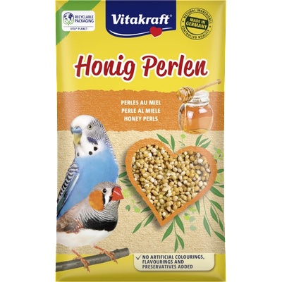 Vitakraft перли за вълнисти папагали и екзотични птици с витамини и мед 25gr