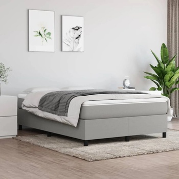vidaXL Боксспринг легло с матрак, светлосиво, 140x200 см, плат (3144423)