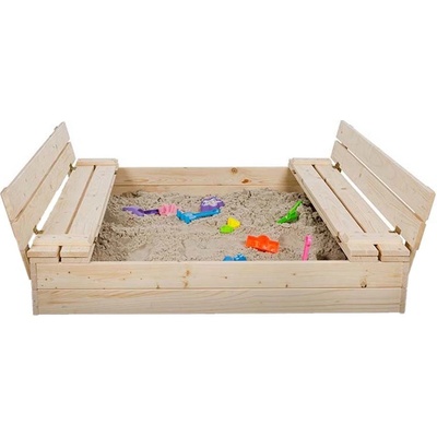 ATMOWOOD Dřevěné přírodní pískoviště s lavičkami 120 x 120 cm