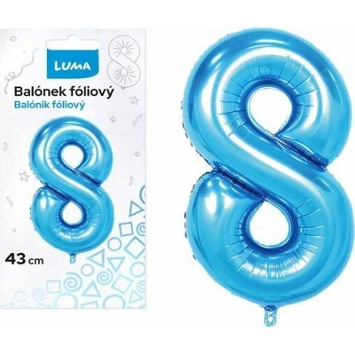 LUMA Balónek foliový č.8 MODRÝ 43cm