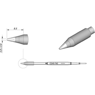 JBC Tools C245742 pájecí hrot dlátový, rovný Velikost hrotů 0.3 mm Délka hrotů 8.5 mm Obsah 1 ks