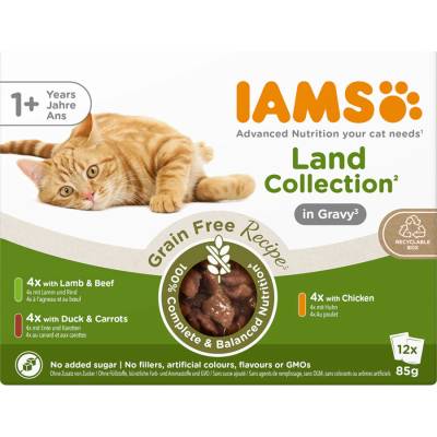 IAMS Advanced Nutrition Grain Free Land Collection in Sauce 48 × 85 g