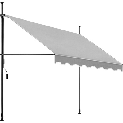 Tectake Upínací markýza s ruční klikou, výškově nastavitelná 250 x 180 cm, světle šedá