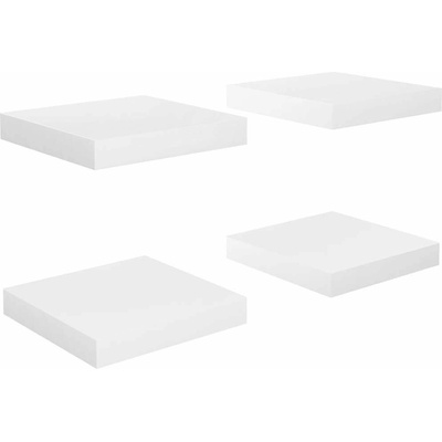 Shumee plovoucí nástěnné 4 ks bílé vysoký lesk 23×23,5×3,8 cm, 323741