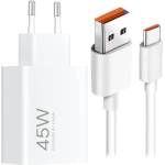 Xiaomi Оригинално Зарядно с Кабел, Xiaomi 45W USB-A Mi Turbo Charger, Бял (Bulk) (MDY-17-EF/k)