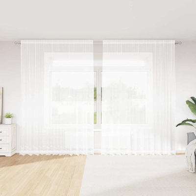 vidaXL Перде от дантела С завеси Флорален Бяло 300 x 300 cm Полиестер (4107786)