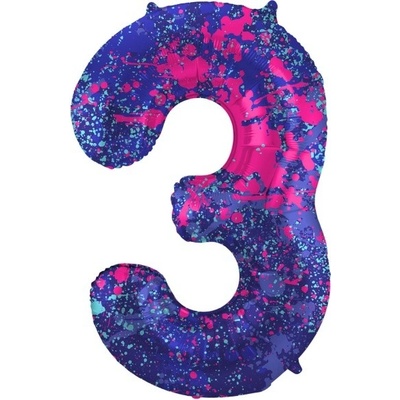 Folat Balónek fóliový číslo 3 Barevné skvrny 86 cm