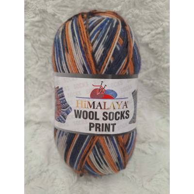 Himalaya Příze Wool socks print - S49-04 modro-oranžovo-světlá – Hledejceny.cz