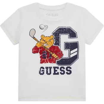 GUESS Тениска с къс ръкав в мръсно бяло за момче с цветна напукана щампа Guess