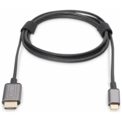 Digitus USB-C - HDMI kabelový adaptér, 1,8 m 4K/30 Hz, černý, kovový kryt