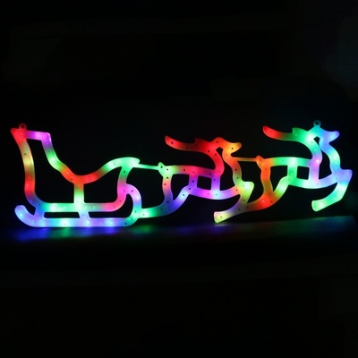eCa Vánoční LED Sáně se soby 61 x 19 cm IP20 multicolor