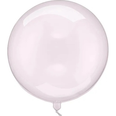 PartyDeco Balónek fóliová koule průhledná růžová 40 cm