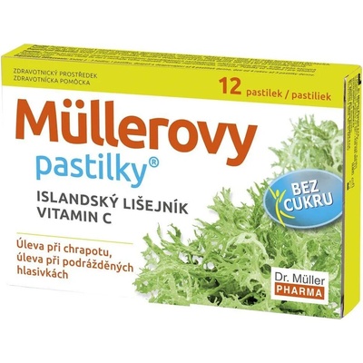 Müllerovy pastilky islandský lišejník + vitamín C bez cukru 12 ks