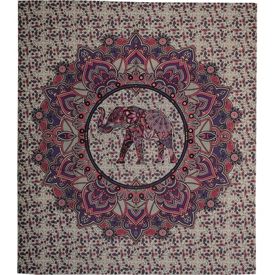 BOB Batik přehoz na postel indický Elephant růžovo fialový bavlna King size Dvoulůžko 240 x 205 cm