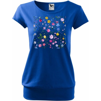 MALFINI Tričko City s potiskem jemné kytičky 05-královská modrá – Zboží Dáma