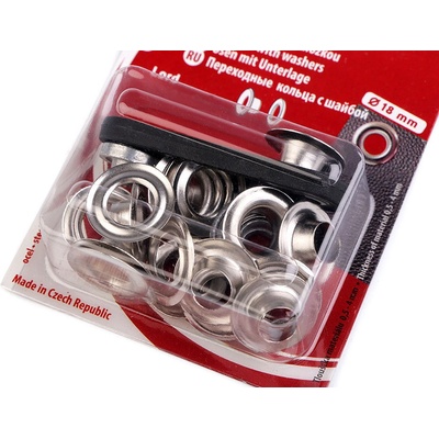 Průchodky s podložkou vnitřní Ø8 mm / vnější Ø18 mm Varianta: barva nikl, Balení: 1 blistr