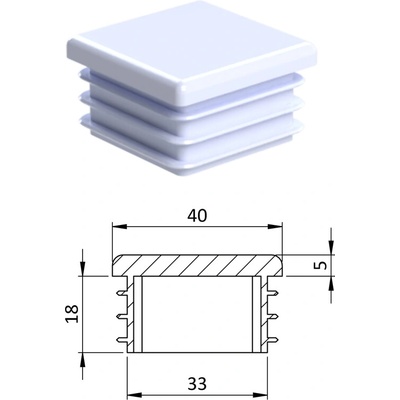 Krytka plastová 40 x 40 mm, biela