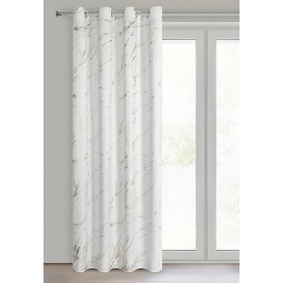 Biely zamatový záves s lesklou potlačou Šírka 140 cm | Dĺžka 250 cm biela