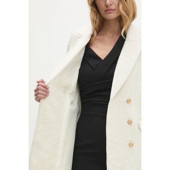 Answear Lab Вълнено сако Answear Lab в бяло с двуредно закопчаване с изчистен дизайн (v2347e.FLK)