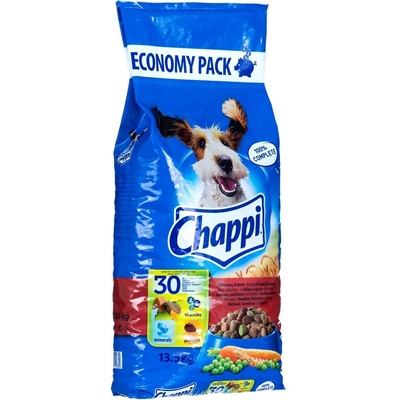 Chappi CHAPPI Храна за кучета, суха, с говеждо, пилешко и зеленчуци, 13.5 kg