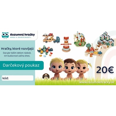 Elektronický darčekový poukaz Rozumné hračky.sk v hodnote 20 €