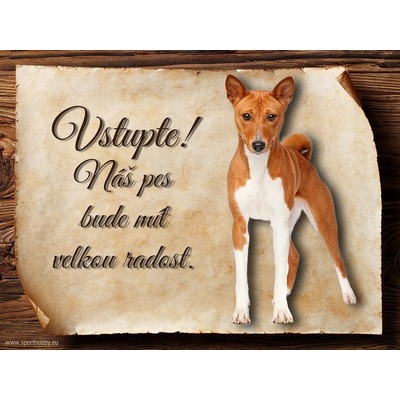 Sport hobby Cedulka Basenji Vstupte CP118 15 x 11 cm