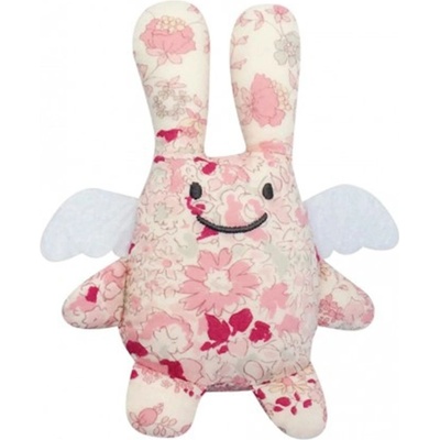 Trousselier Мека играчка Trousselier - Зайче ангелче с дрънкалка, с розови цветя, 20 cm (V1081 99)