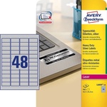 AVERY здрави полиестерни етикети 47, 7 x 21, 2 mm сребърни mm, 960 бр (L6009-20)