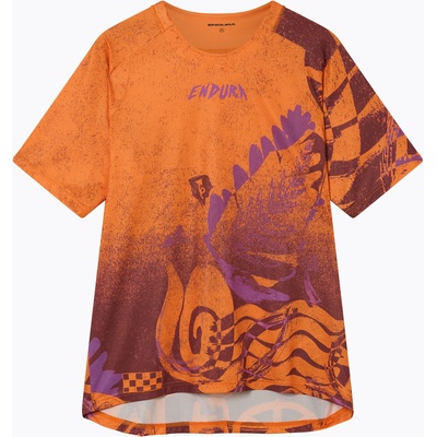Endura Мъжка тениска за колоездене Endura Singletrack Print end orange