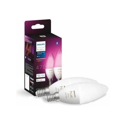Philips White & Color Ambiance E14 LED lamp, pack of 2, dimmable, up to 16 million colors, controllable via app, compatible with Amazon Alexa (Echo Echo Dot) - 929002294205